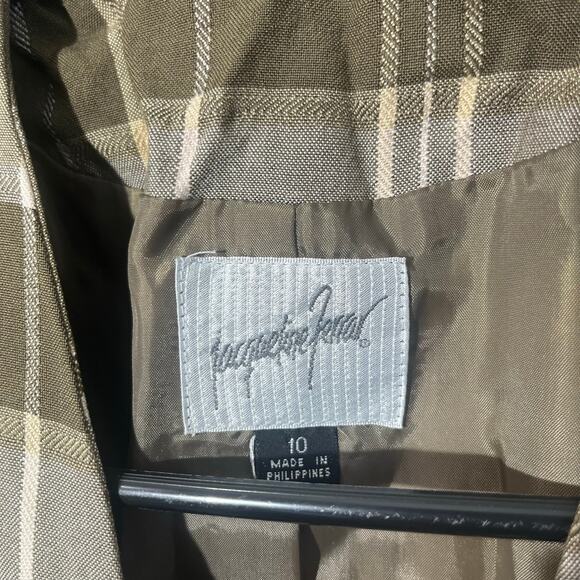Acqueline Ferrar plaid Casual button Green blazer Womans Size 10 - Picture 3 of 5